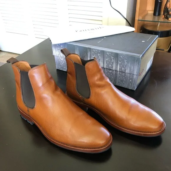 Luxury Handmade French Chelsea Boots Pebble Grain Cognac Leather Viberg Chelsea Boot 2030 - Cognac French Calf – Old House  main image 4